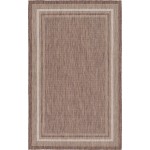 Rug Unique Loom Outdoor Border Brown Rectangular 5' 0 x 8' 0