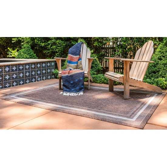 Rug Unique Loom Outdoor Border Brown Rectangular 5' 0 x 8' 0