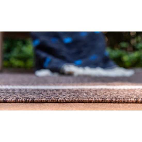 Rug Unique Loom Outdoor Border Brown Rectangular 5' 0 x 8' 0
