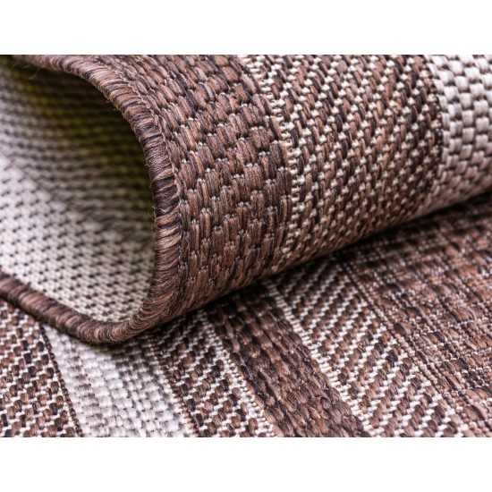 Rug Unique Loom Outdoor Border Brown Rectangular 5' 0 x 8' 0