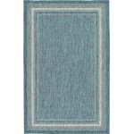 Rug Unique Loom Outdoor Border Teal Rectangular 5' 0 x 8' 0