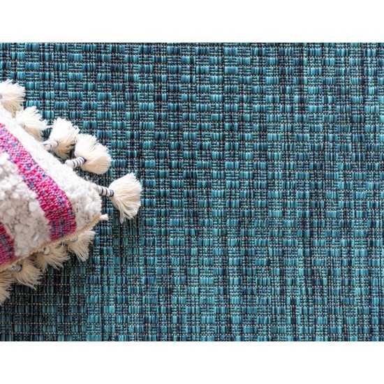 Rug Unique Loom Outdoor Border Teal Rectangular 5' 0 x 8' 0