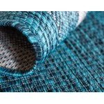 Rug Unique Loom Outdoor Border Teal Rectangular 5' 0 x 8' 0