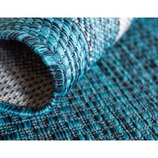 Rug Unique Loom Outdoor Border Teal Rectangular 5' 0 x 8' 0