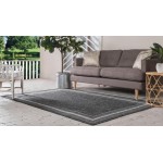 Rug Unique Loom Outdoor Border Black Rectangular 5' 0 x 8' 0