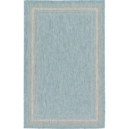 Rug Unique Loom Outdoor Border Aquamarine Rectangular 5' 0 x 8' 0