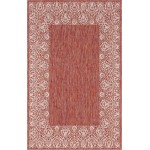 Rug Unique Loom Outdoor Border Rust Red Rectangular 5' 0 x 8' 0