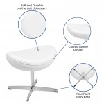 White LeatherSoft Swivel Wing Chair and Ottoman Set