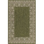 Rug Unique Loom Outdoor Border Green Rectangular 5' 0 x 8' 0