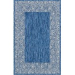 Rug Unique Loom Outdoor Border Blue Rectangular 5' 0 x 8' 0