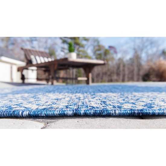 Rug Unique Loom Outdoor Border Blue Rectangular 5' 0 x 8' 0