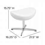 White LeatherSoft Swivel Wing Chair and Ottoman Set