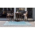 Rug Unique Loom Outdoor Border Aqua Blue Rectangular 5' 0 x 8' 0