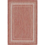 Rug Unique Loom Outdoor Border Rust Red Rectangular 4' 0 x 6' 0
