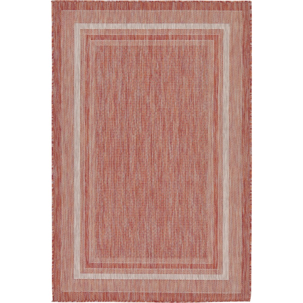 Rug Unique Loom Outdoor Border Rust Red Rectangular 4' 0 x 6' 0 Rug Unique Loom Outdoor Border Rust Red Rectangular 4' 0 x 6' 0