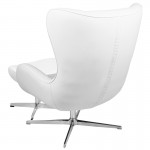 White LeatherSoft Swivel Wing Chair and Ottoman Set