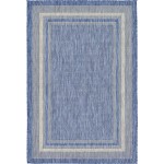 Rug Unique Loom Outdoor Border Blue Rectangular 4' 0 x 6' 0