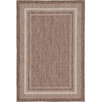 Rug Unique Loom Outdoor Border Brown Rectangular 4' 0 x 6' 0