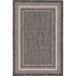 Rug Unique Loom Outdoor Border Black Rectangular 4' 0 x 6' 0