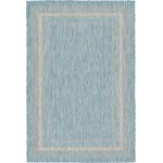 Rug Unique Loom Outdoor Border Aquamarine Rectangular 4' 0 x 6' 0