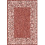 Rug Unique Loom Outdoor Border Rust Red Rectangular 4' 0 x 6' 0