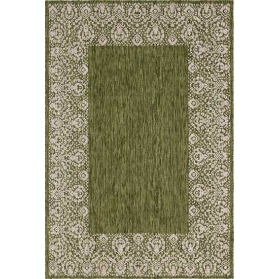 Rug Unique Loom Outdoor Border Green Rectangular 4' 0 x 6' 0