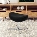 Black Fabric Saddle Wing Ottoman