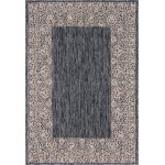 Rug Unique Loom Outdoor Border Charcoal Gray Rectangular 4' 0 x 6' 0
