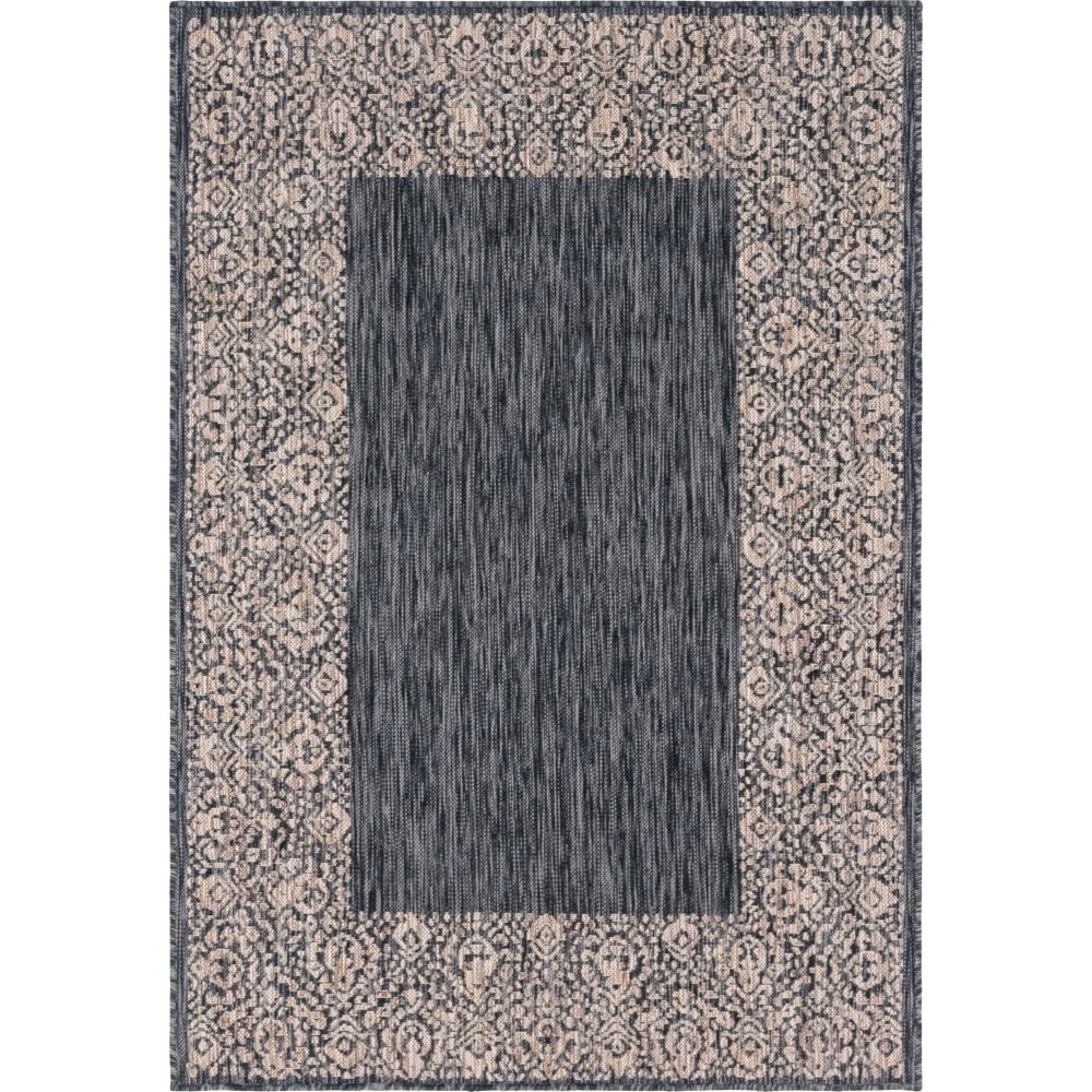 Rug Unique Loom Outdoor Border Charcoal Gray Rectangular 4' 0 x 6' 0 Rug Unique Loom Outdoor Border Charcoal Gray Rectangular 4' 0 x 6' 0