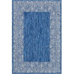 Rug Unique Loom Outdoor Border Blue Rectangular 4' 0 x 6' 0