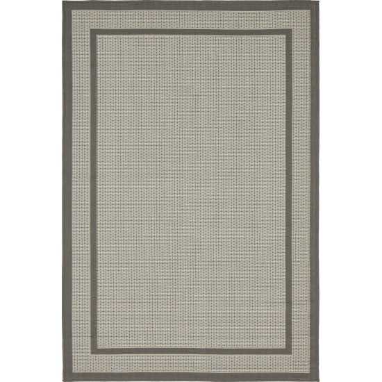 Rug Unique Loom Outdoor Border Gray Rectangular 4' 0 x 6' 0