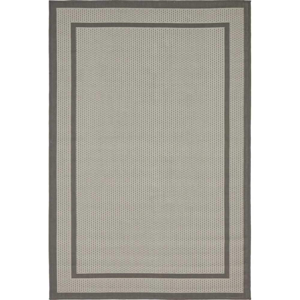 Rug Unique Loom Outdoor Border Gray Rectangular 4' 0 x 6' 0 Rug Unique Loom Outdoor Border Gray Rectangular 4' 0 x 6' 0