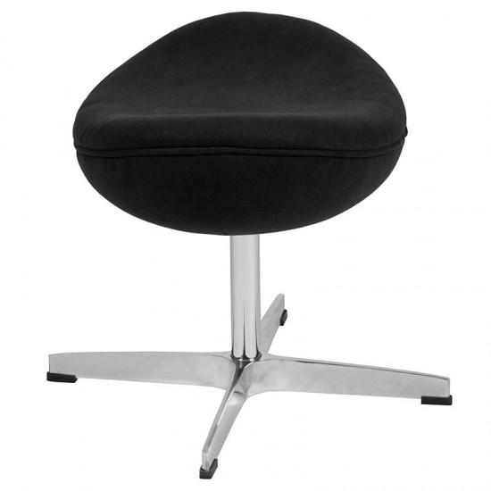 Black Fabric Saddle Wing Ottoman