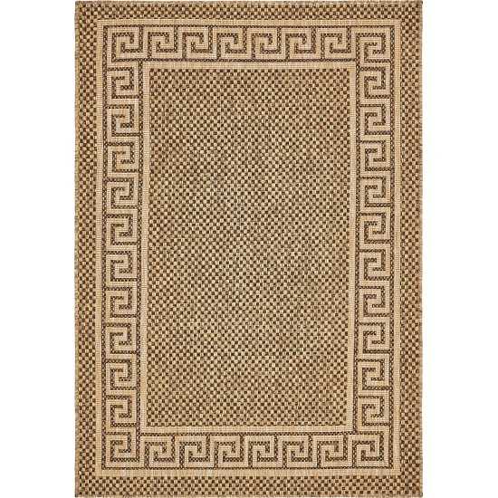 Rug Unique Loom Outdoor Border Brown Rectangular 4' 0 x 6' 0