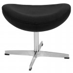 Black Fabric Saddle Wing Ottoman