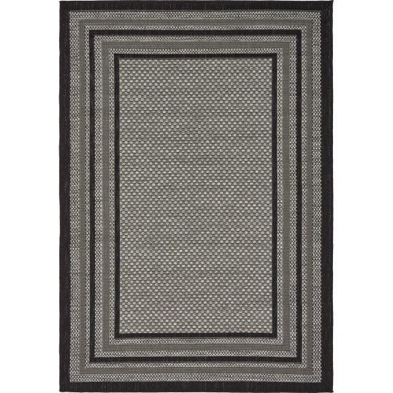 Rug Unique Loom Outdoor Border Gray Rectangular 4' 0 x 6' 0