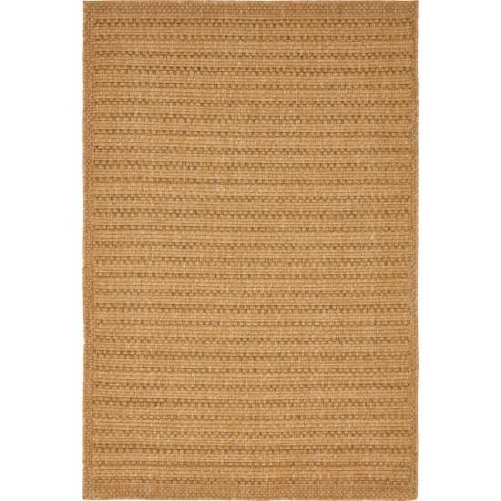 Rug Unique Loom Outdoor Border Light Brown Rectangular 4' 0 x 6' 0