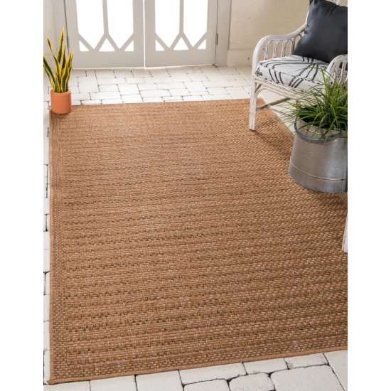 Rug Unique Loom Outdoor Border Light Brown Rectangular 4' 0 x 6' 0