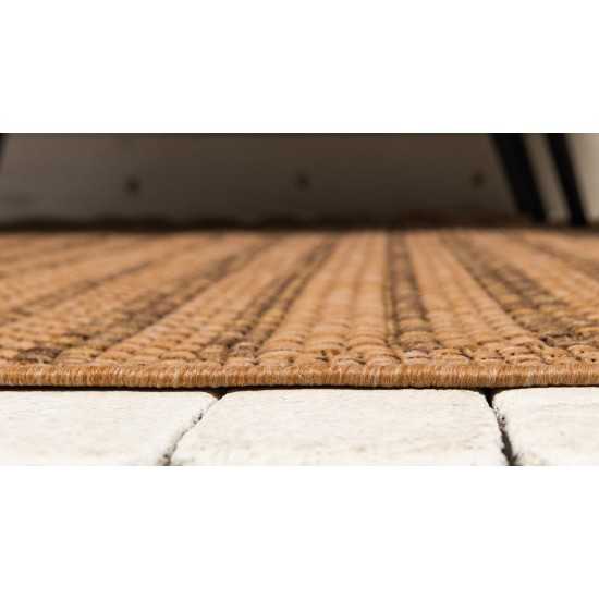 Rug Unique Loom Outdoor Border Light Brown Rectangular 4' 0 x 6' 0