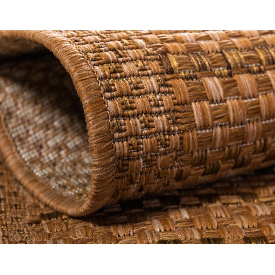 Rug Unique Loom Outdoor Border Light Brown Rectangular 4' 0 x 6' 0