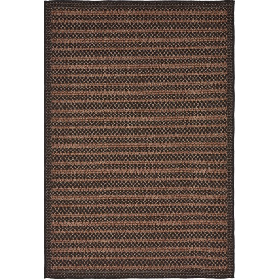 Rug Unique Loom Outdoor Border Black Rectangular 4' 0 x 6' 0