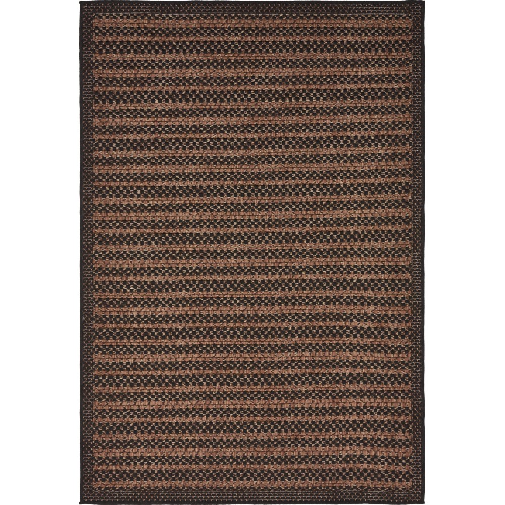 Rug Unique Loom Outdoor Border Black Rectangular 4' 0 x 6' 0