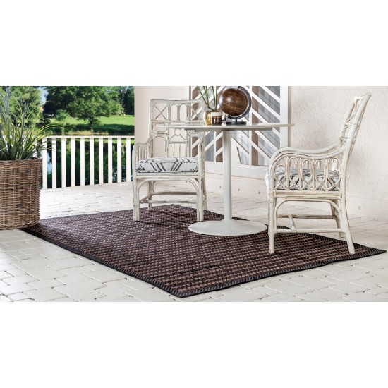 Rug Unique Loom Outdoor Border Black Rectangular 4' 0 x 6' 0