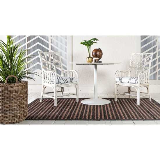 Rug Unique Loom Outdoor Border Black Rectangular 4' 0 x 6' 0