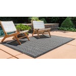 Rug Unique Loom Outdoor Border Gray Rectangular 4' 0 x 6' 0