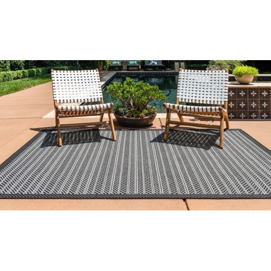 Rug Unique Loom Outdoor Border Gray Rectangular 4' 0 x 6' 0