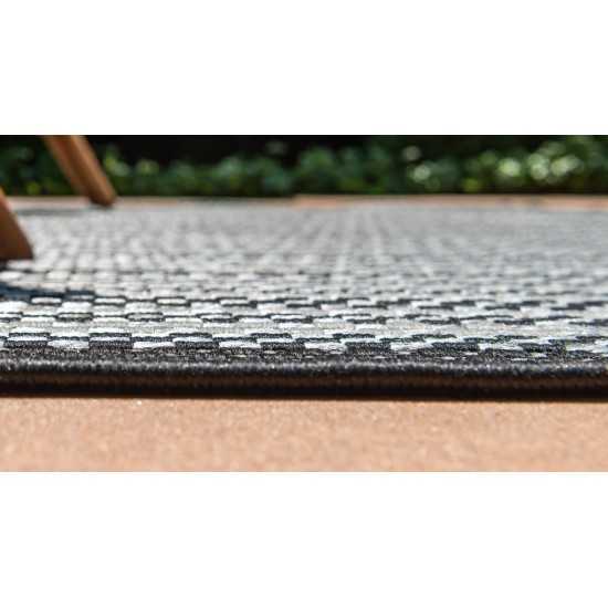 Rug Unique Loom Outdoor Border Gray Rectangular 4' 0 x 6' 0