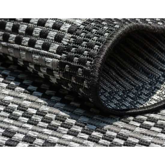 Rug Unique Loom Outdoor Border Gray Rectangular 4' 0 x 6' 0