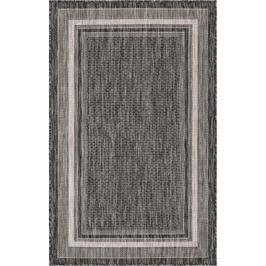 Rug Unique Loom Outdoor Border Black Rectangular 3' 3 x 5' 3