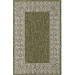 Rug Unique Loom Outdoor Border Green Rectangular 3' 3 x 5' 3